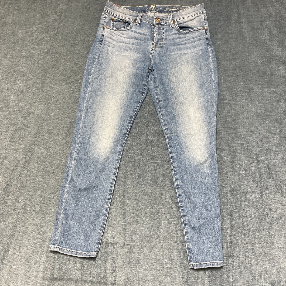 7 For All Mankind Josefina Skinny Boyfriend Jeans Womens 30W Blue Light Wash